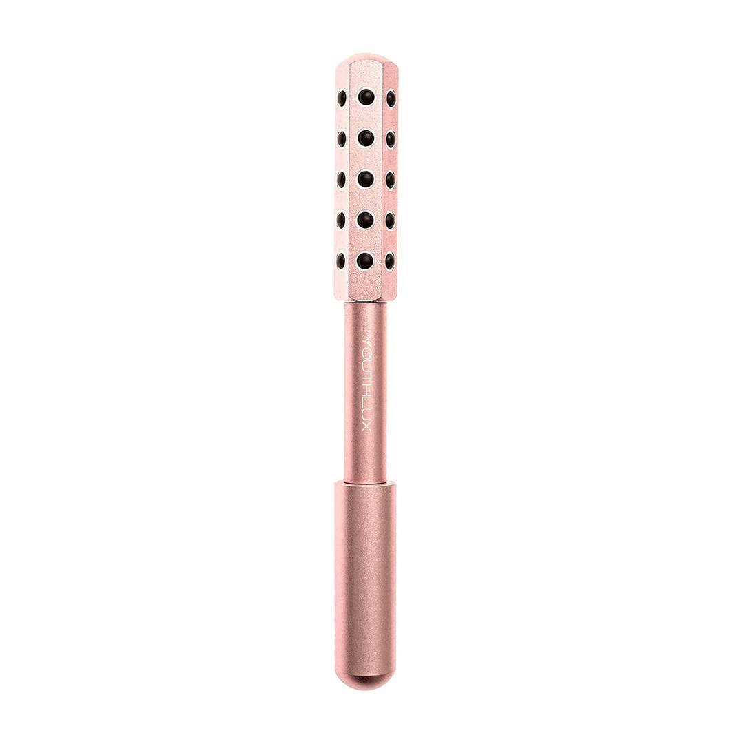 Radiance Roller Germanium Stone Facial Massage Tool/Wand Face Roller for Lifting, Sculpting, De-Puffing, Glow Boost, Energizing & Cooling Effect (Rose Gold)