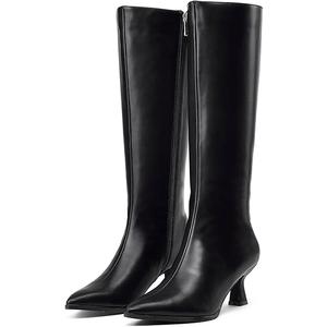 GENSHUO Knee High Boots Women Pointed Toe 2.3 Inches Kitten Heel Tall Boots Classic Fashionable Long Boots with Side Zipper Winter size 9 women's