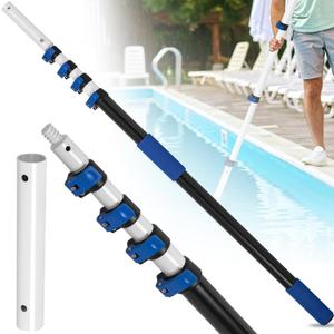 getlstub 16FT Telescopic Pool Pole, Heavy Duty Aluminum Extension Pole 4-16 FT for Above Ground & Inground Pools, Fits Skimmer, Net, Brush & Vacuum Heads