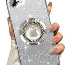 Misscase for iPhone 16e Magnetic Glitter Case Compatible with MagSafe,Full Protection Slim Shockproof Anti-Scratch Case with Camera Lens Protector Logo View Dust-Proof Cover for Women Silver