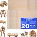 20 Pack 12"x12"x1/8" Basswood Sheets for Crafts,3mm Craft Wood Plywood,Unfinished Wood,for DIY Ornaments and Model Engraving,Wood for Laser Cutting,Architectural Models,Drawing,Wood Burning