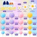 Threehoney 63 Pcs Blue Dog Cake Toppers with Balls Cake Picks and Daisy Flowers for Birthday Decoration Groovy Pastel Cupcake Inserts Hippie Wedding Party Supplies(Happy Birthday)