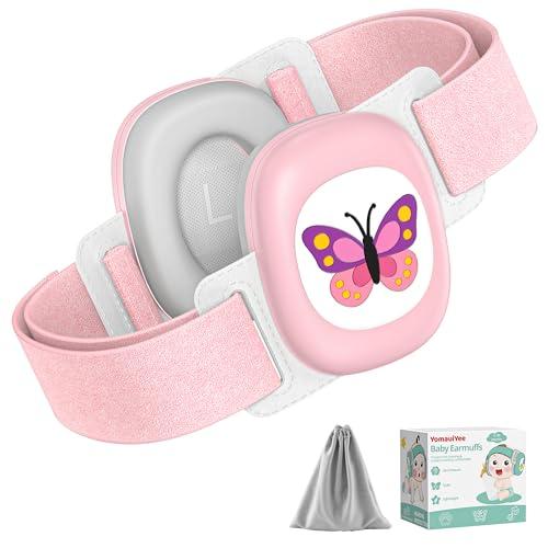 YomauiYee Baby Earmuffs, Baby Noise Cancelling Headphones with Butterfly Pattern, Infant Ear Protection for Toddler 0-48 Months, Infant Travel Essentials for Airplane/Improves Sleep