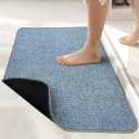 Bath Mat,Ultra Thin Bathroom Runner Rugs, Large Bath Mats for Bathroom, Quick Dry, Non-Slip,Machine Washable, Low Pile, Bath Rug,Shower Outside, Sink, Home Decor Accessories, Blue,1'5"x2'11"（17x35inch）