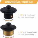 Black Bathtub Tub Drain Conversion Kit Assembly, Wellup Lift and Turn Twist Tub Drain Trim Kit with Two-Hole Overflow Faceplate, Matte Black