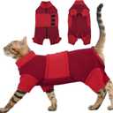 Cat Anxiety Jacket, Anxiety Vest Jacket for Fireworks, Thunderstorm, Travel, Separation, Anxiety Calming Vest Wrap for Cats and Small Dogs (Red) S