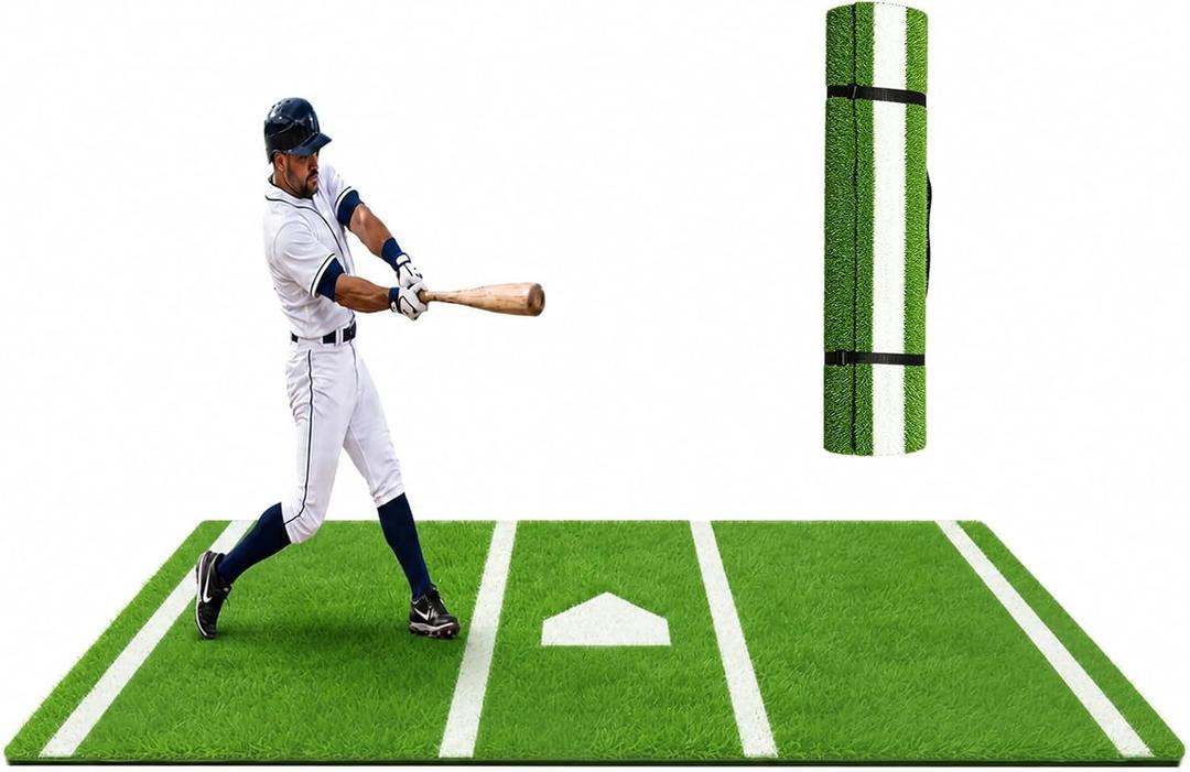 Baseball Softball Batting Mat with Home Plate 10 x 3.8 FT Turf Mat