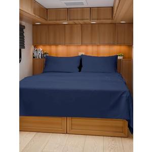 RV Short Queen Sheet Set 60 X 75 - 4 Piece RV Short Queen Bed Sheets - Soft, Breathable & Cooling - Designed for Bunks, Trailers & Campers - Fits 8” to 10" Mattress - Comfy Luxury Bedding - Navy Blue
