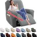 YEMYHOM 4 Pieces Stretch Recliner Slipcover Latest Jacquard Recliner Chair Cover with Side Pocket Anti-Slip Fitted Recliner Cover Couch Furniture Protector with Elastic Bottom (Recliner, Light Gray) (1 Seater)
