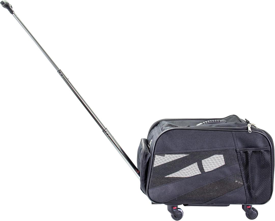 dbest products Pet Smart Cart, Medium, Black, Rolling Carrier with wheels soft sided collapsible Folding Travel Bag, Dog Cat Airline Approved Tote Luggage backpack (20.0"L x 11.0"W x 11.0"H)