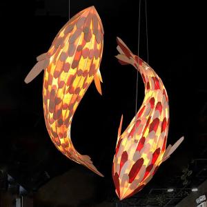 MIXL-Wood Fish Pendant Light,Rustic Fish Hanging Lamp Over Kitchen Island,Coastal Dining Room Light Fixture,Boho Style Ceiling Hanging Light for Living Room Bedroom and Restaurant