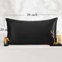 Standard Satin Pillowcase for Hair 2pc,Similar to Silk Pillow Cases,Easier Care Than Silk Pillowcase,Gifts for Women Men,Black,20x26 & Envelope Closure and 2 Satin Scrunchies