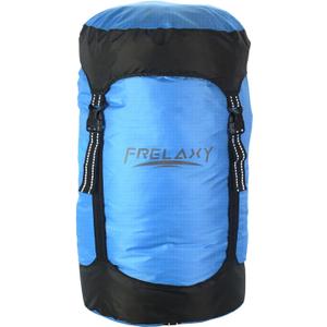 Frelaxy Compression Sack, 40% More Storage! 11L/18L/30L/45L/52L Compression Stuff Sack, Water-Resistant & Ultralight Sleeping Bag Stuff Sack - Space Saving Gear for Camping, Hiking (Medium, Blue)