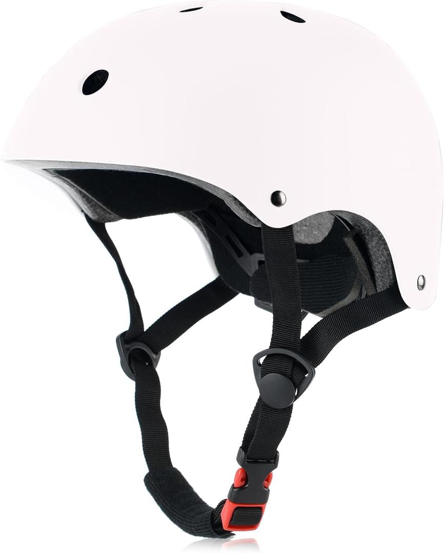 Kids Bike Helmet, Adjustable and Multi-Sport, from Toddler to Youth, 3 Sizes (Medium: 21.3" - 22.4", Snow)