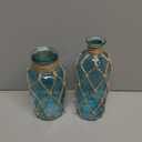 Chuangdi Set of 2 Coastal Glass Vases for Flowers TSITP Flower Vase with Boho Rope Small Sea Glass Jar Nautical Beach Bottle for Wedding Table Centerpieces Floral Arrangement Decor(Light Blue)