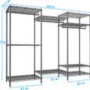 Ulif E13 Heavy Duty Clothes RackWith 4 Hanger Rods & 8 Shelves Freestanding Clothing Racks for Hanging ClothesAdjustable Closet OrganizerMetal Garment Rack 63" W x16 D x77 HMax Load 900LBSGrey