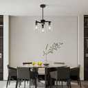 3 Light Modern Dining Chandeliers Over TableBlack Light Fixture for Dining RoomFarmhouse Chandelier with Glass ShadeIndustrial Pendant Lights Kitchen IslandFoyer,Hallway, Bedroom