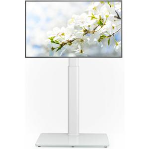 AX WABER Universal Floor TV Stand with Mount 70 Degree Swivel 9 Level Height Adjustable and Space Saving Design for Most 27 to 65 inch LCD, LED OLED TVs, Perfect for Corner & Bedroom White AX1006TW