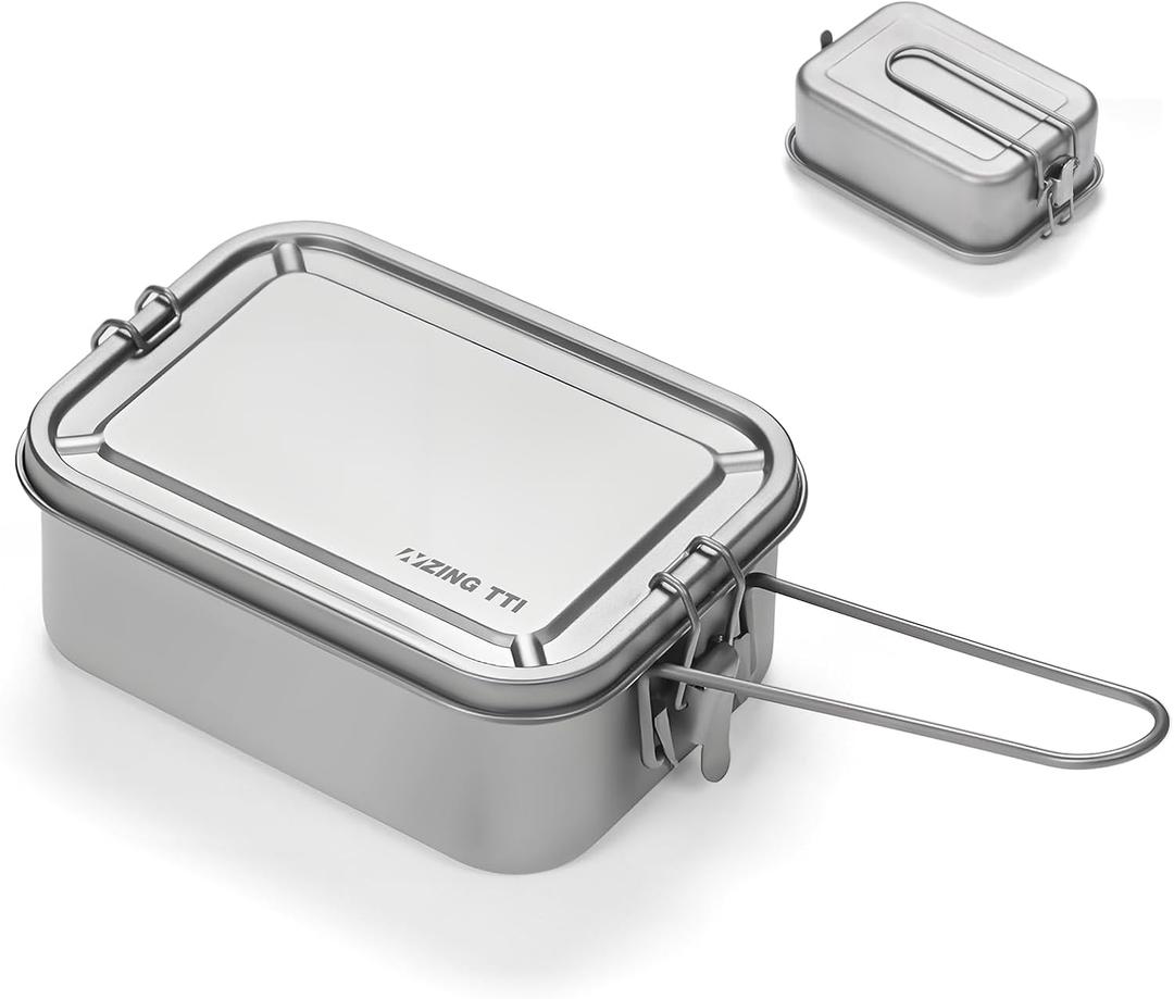 titanium lunch box 40oz, with handle, sealed lunchbox, leak-proof lunch container, metal lunch box for travel and work, dishwasher cleaning, environmental food storage solution