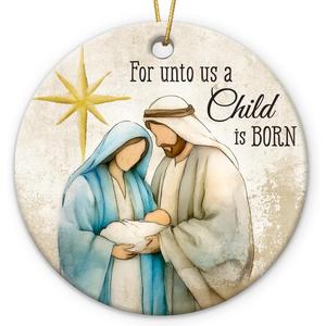 4 x Nativity Scene Ornament 2025, Catholic Gifts for Christian Family, Believers, Friends, Neighbors, Holy Family with Baby Jesus Ceramic Ornaments for Religious Christmas Decorations