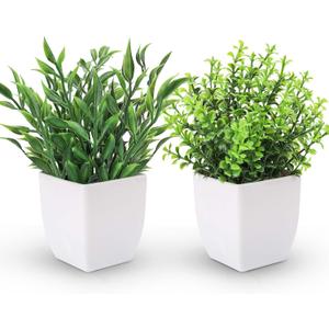 Der Rose 2 Pack Fake Plants Mini Artificial Greenery Potted Plants for Home Decor Indoor Office Table Room Farmhouse