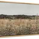 MUDECOR Extra Large Framed Canvas Print Wall Art Misty Morning Meadow with Wildflowers Antique Retro Fine Art Illustrations Decorative Colorful for Bedroom - 60"x30" (Ad05-2401-m11)