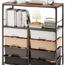 8 Drawers Rolling Storage Cart with Wooden Top, Multipurpose Utility Cart with Opening Shelf & Lockable Wheels, Storage Drawer Cart Organizer for Home Office Craft Room Classroom, Brown