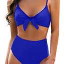 Womens High Waisted Bikini Set Tie Knot High Rise Two Piece Swimsuits Bathing Suits S