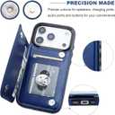 ONETOP Compatible with iPhone 17 Pro Wallet Case with Card Holder, PU Leather Kickstand Card Slots Case, Double Magnetic Clasp and Durable Shockproof Cover 6.3 Inch (Blue)