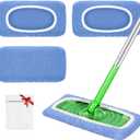 Reusable Mop Pads Compatible with Swiffer Sweeper Mop, Microfiber Dry Sweeping Cloths & Machine Washable Wet Pads Refill for Use on All Sealed Floors - Stone, Hardwood, Laminate & Tile (3 Blue)