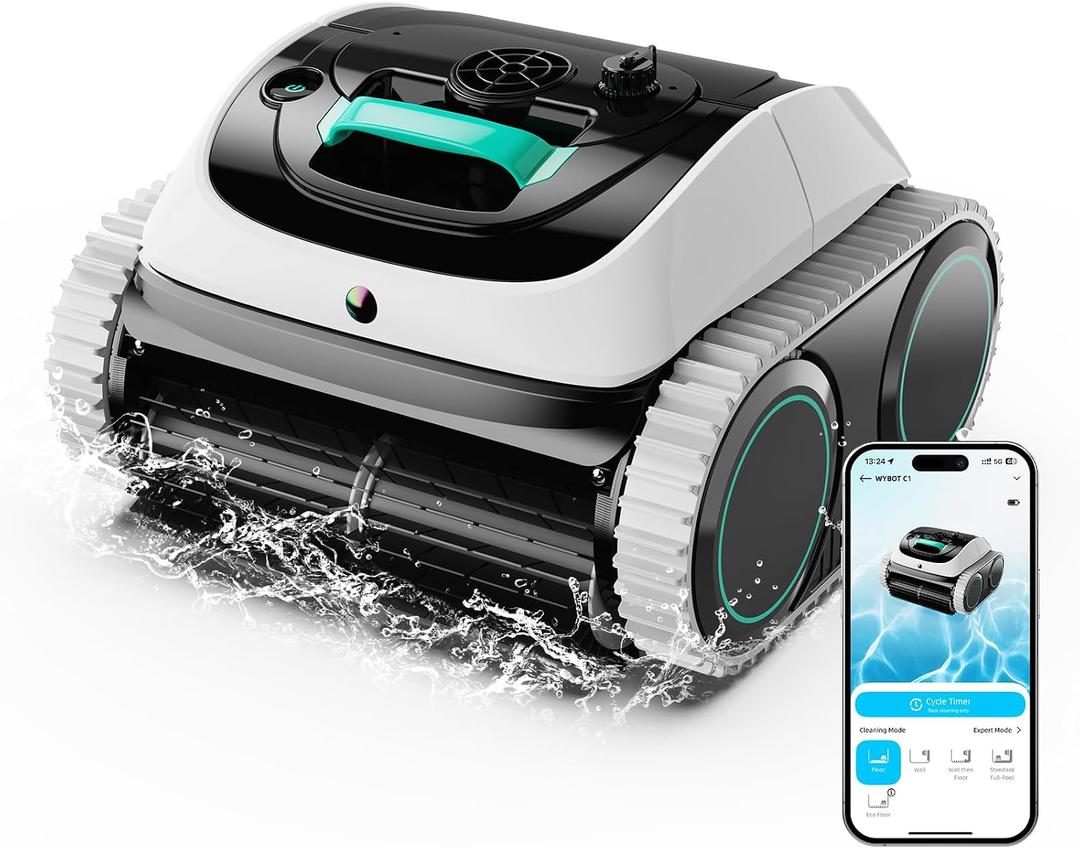 WYBOT C1 Cordless Robot Vacuum for Inground Pools, Grey with White