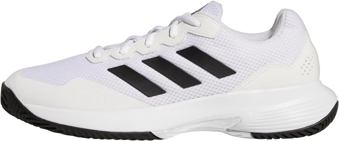 adidas Men's Gamecourt 2 Tennis Shoes (9, White/Core Black/White)