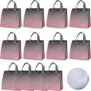 12Pcs Disposable Insulated Lunch Bag Cooler Bag Thermal Grocery Take Away Bags for Food Delivery Party Drink Picnic Holiday (Pastel Pink Gradient) (9.45"(H) x 9.45"(L) x 5.91"(W), Pink and Gray)