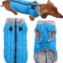 Warm Fleece Dog Coats with Durable Harness Buitl in D-Ring,Waterproof Puppy Jacket for Small Dogs,Dog Vest for Cold Winter,Light Blue S (Small (Pack of 1))