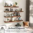 Floating Shelves for Wall, 7.9" Deep Wall Mounted Wood Shelves for Bathroom, Bedroom, Living Room, Kitchen, Hanging Shelf for Books/Storage/Room Decor (Brown, 16") (16" Set of 2)