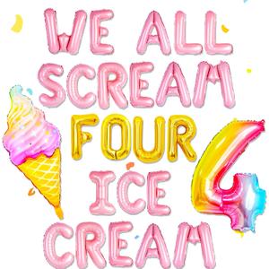 Ice Cream Party Decorations 4th Birthday Decoration Candyland Party Decorations for Summer Ice Cream Theme Girl 4th Birthday Party