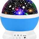Night Light for Kids, Kids Night Light Nebula 360 Degree Rotation - 4 LED Bulbs 12 Light Color Star Projector Changing with USB Cable, Romantic Gifts for Men Women Children (Blue)