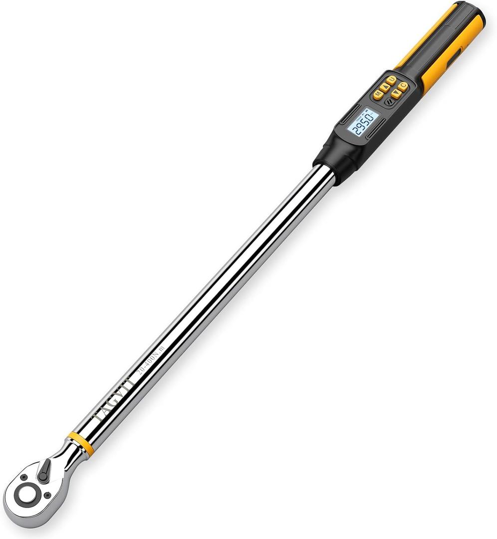 Digital Torque Wrench 1/2 Inch Drive, 14.75-295 Ft-lb/20-400 Nm, Electronic Torque Wrench, 2% Accuracy with with Preset Value, Data Storage, Buzzer and LED Flash Notification for Car, Truck