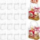 Jutieuo 50 Pack Clear Plastic Gift Bags with Handles, Reusable Transparent Party Favor Bags PVC Goodie Bags Bulk for Wedding, Baby Shower, Birthday (4.9" x 5.9" x 2.8")