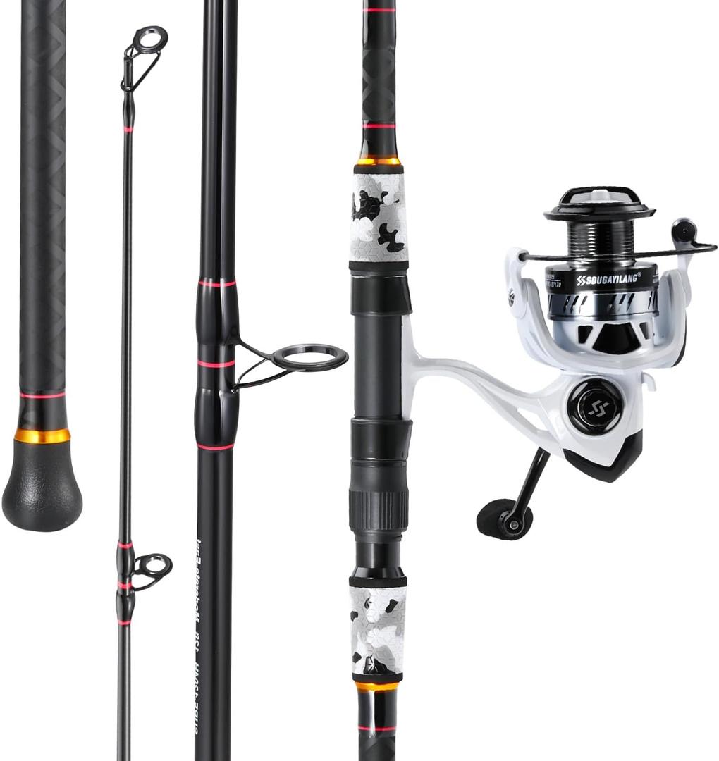 Sougayilang Surf Fishing Rod and Reel Combo, 4 Piece MH/H Saltwater Fishing Combo with 5000 Size Spinning Reel(12'/15')