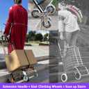Stair Climbing Collapsible Shopping Carts for Groceries and Hand Truck 2-in-1,Lightweight Utility Cart with Waterproof Liner Basket, Elastic Cord for Luggage,Camping,Transport,60L (LL)