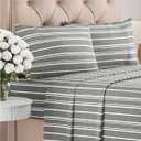 Full Size 4 Piece Sheet Set - Comfy Breathable & Cooling Bed Sheets Set - Hotel Luxury Bedding for Women, Men, Kids, Teens, Boys & Girls - Deep Pockets, Soft, Wrinkle Free - Oeko-Tex - Grey Stripes 3