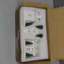 Ceramic White Christmas Village Houses, 3Pcs Light Up Small Porcelain Village House with 6Pcs Christmas Trees, LED Lighted Tabletop House Figurines for Home Decor, Winter Holiday DIY, Gift