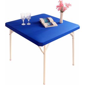 Cocktail Fitted Spandex Stretch Square Table Covers Caps Elastic Square Tablecloth Blue Table Topper 34x34 Inch