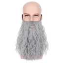 Yan Dream Men Long Curly Wizard Beard with Elastic Band Novelty Costume Facial Hair Cosplay Party Mustache (Grey)