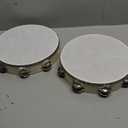 2Pack 10 Inch Double Row Tambourine for Adults Wooden Hand Held Drum Bell Tambourine with Metal Jingles, Percussion Musical Instruments Hand Tambourine for Church, KTV, Party