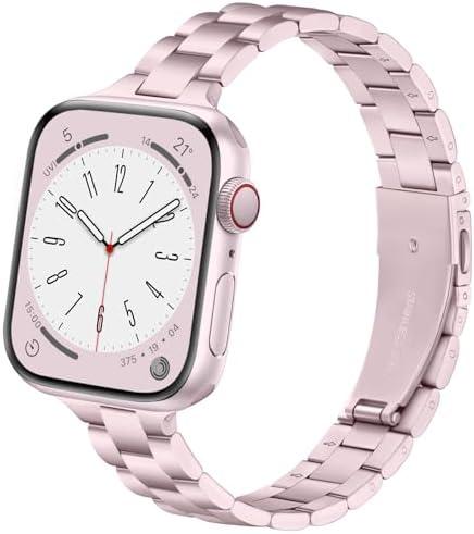 Lenrao Thin Stainless Steel Bands Compatible with Apple Watch 38mm 40mm 41mm 42mm 44mm 45mm 46mm for Women, Metal Straps for iWatch Series 10 9 8 7 6 5 4 3 2 1 SE