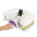 Rotating Phone Holder Nail Arm Rest, PU Leather U-Shaped Hand Stand for Nail Technicians & Manicure Use (white)