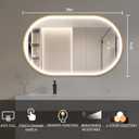 36"x24" Oval Led Mirror for Bathroom, Gold Metal Framed Lighted Vanity Mirror with Lights, Anti-Fog Light Up Mirror with 3 Colors Dimmable, Frontlit, Shatterproof, Horizontal/Vertical