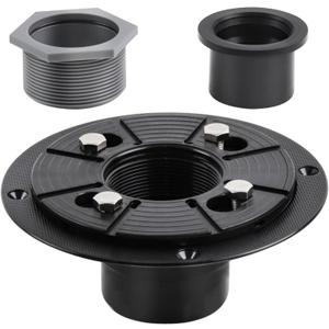 Shower Drain Base, 2-Inch ABS Shower Drain Flange, Shower Floor Drain Base Kits with Threaded Joints and Rubber Joints for 2 Inch Square/Linear Shower Drain Installation
